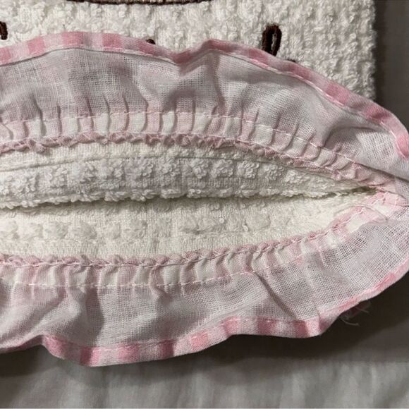 SHABBY CHIC White Pink Gingham Ivory Multi Quilted Pumpkin Ruffle Tea Towel Set - Picture 5 of 10